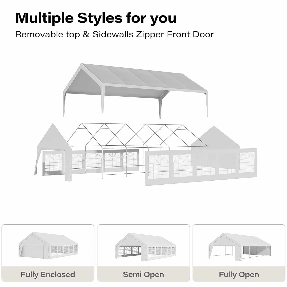 20x30 Heavy Duty Party Tent 40-60 People Removable Sidewalls Waterproof Event Steel Frame Backyard BBQ Commercial, Customized