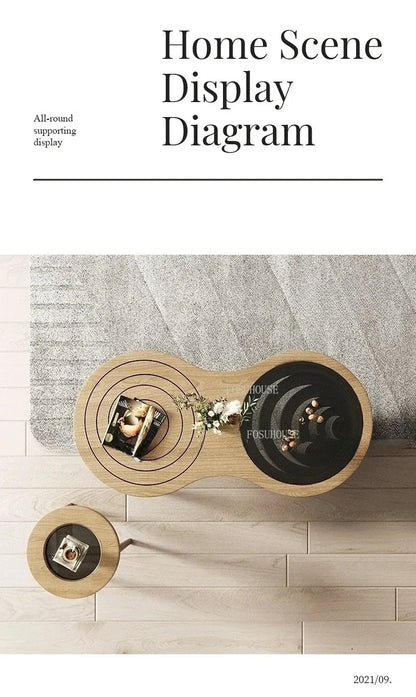 Tables basses design en bois massif, meubles de salon de luxe pour la maison, Table d'appoint de canapé, Table centrale ronde moderne en verre trempé