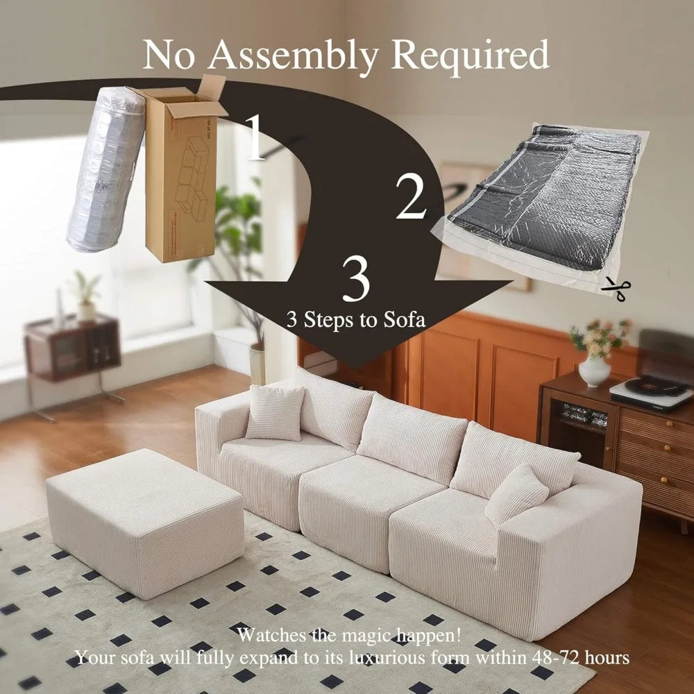 Cloud Modular Sectional Couch, Modern L Shaped Sofa, Memory Foam Compressed Sofa, Boneless Couch Perfect for Living Rooms a