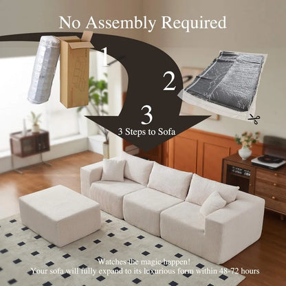 Cloud Modular Sectional Couch, Modern L Shaped Sofa, Memory Foam Compressed Sofa, Boneless Couch Perfect for Living Rooms a