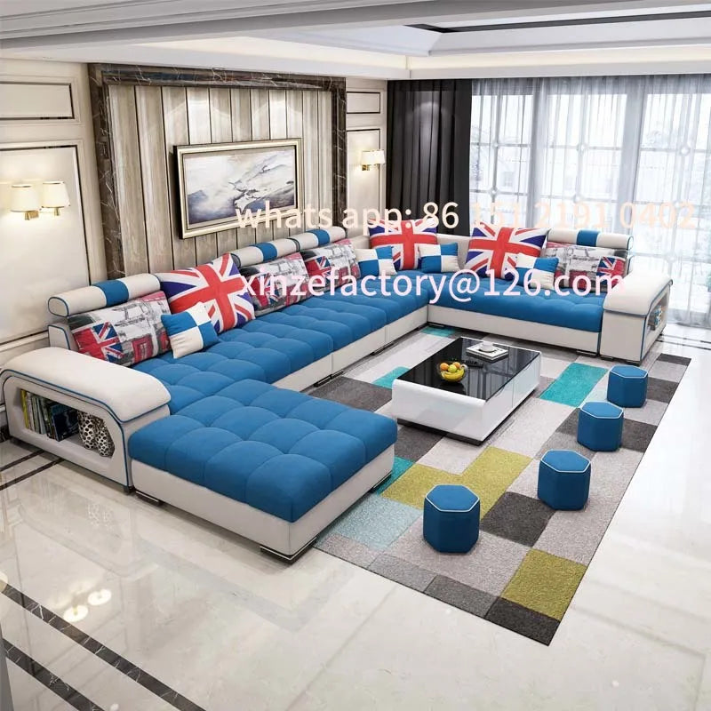 Customizable  Room Sectional Sofa U Shape 7 Seater Fabric Couch Luxury Sofa Set Multifunctional Corner Sofa With US