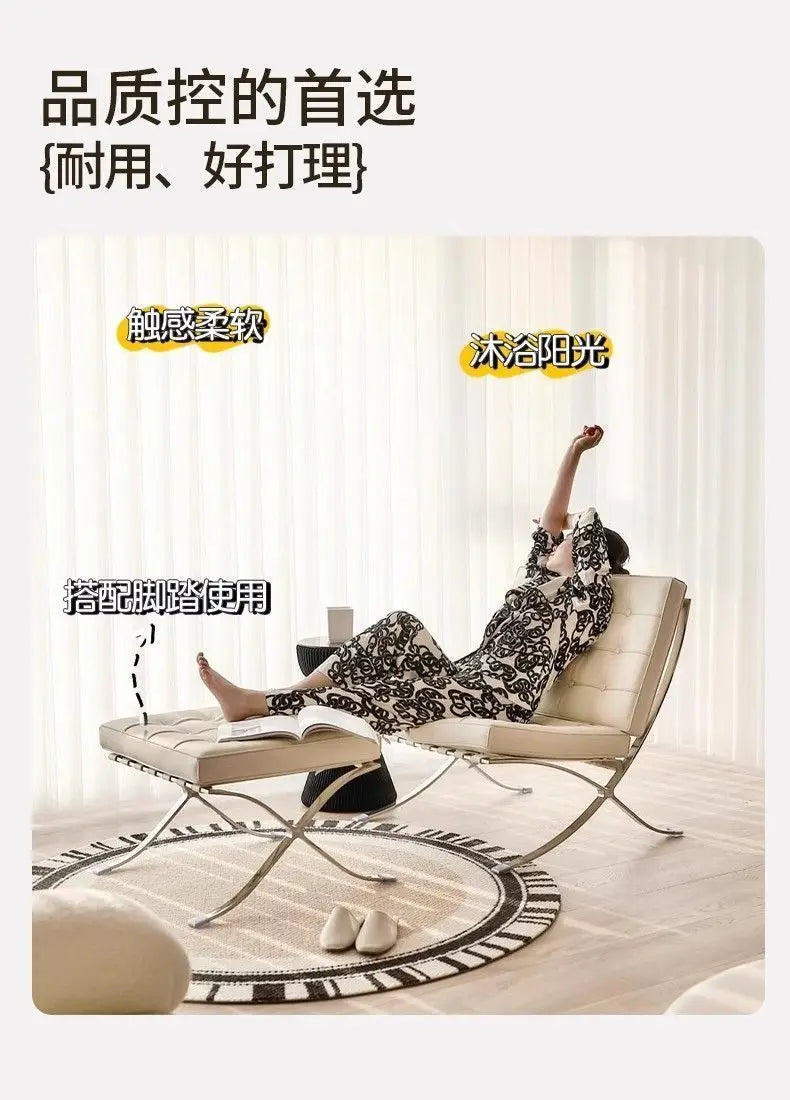 Light luxury small sofa chair Barcelona chair single living room bedroom designer lazy leisure sofa recliner