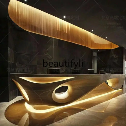 Painting front desk FRP reception desk Special-shaped creative service Bar counter Company information desk customization