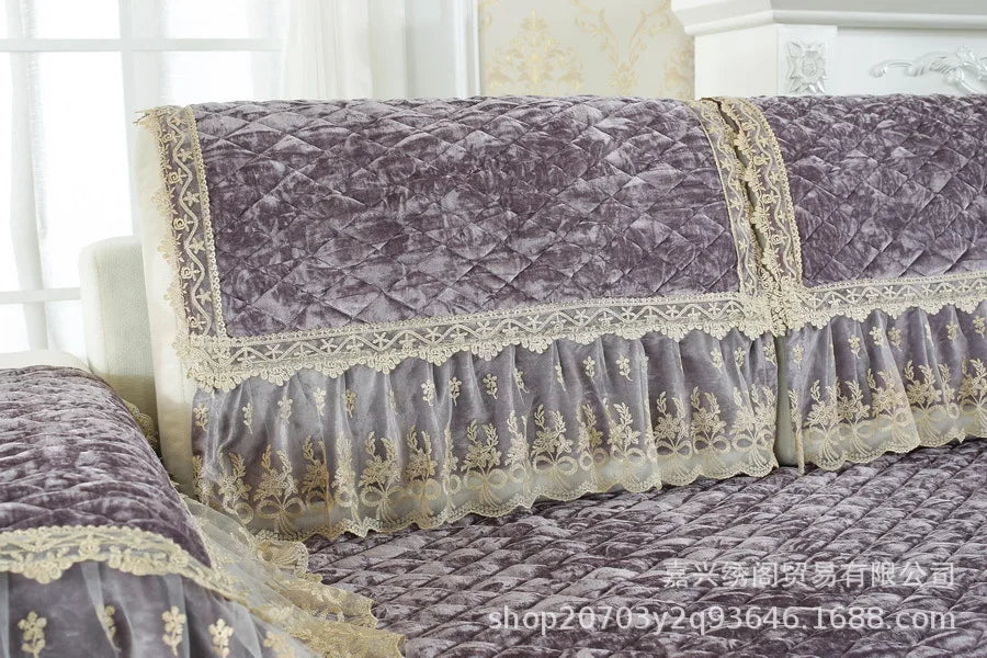 New Model European-style Thick Diamond Velvet Sofa Cover Four Season Universal Anti Slip And Dustproof Solid Color Sofa Cushion