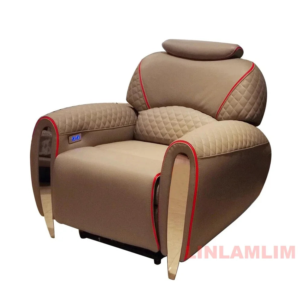 Luxury Electric Recliner Theater Seating Sofa – Modern Home Theater Chairs with LED Lighting, USB, Massage, Cooling Cup Holder