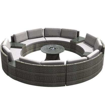 Sofa, courtyard, garden, leisure, outdoor living room, semi circular curved rattan chair, terrace, outdoor furniture combination