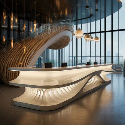 Painting front desk FRP reception desk Special-shaped creative service Bar counter Company information desk customization