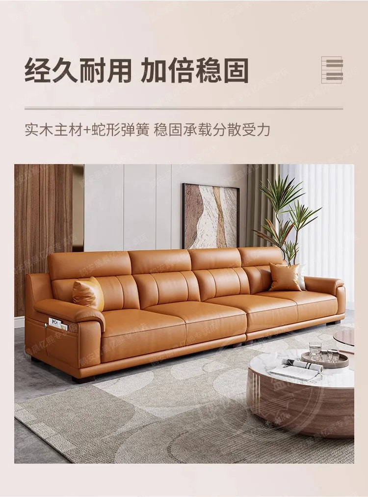 New European-style simple leather sofa wedding room new house light luxury small apartment high-end leather sofa straight row