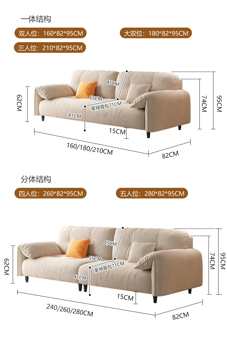 Large  Apartment Sofa Wood Lounge  Puffs Recliner Longer Sofa Modern Designer Luxury Nordic Muebles Para El Hogar Home Furniture