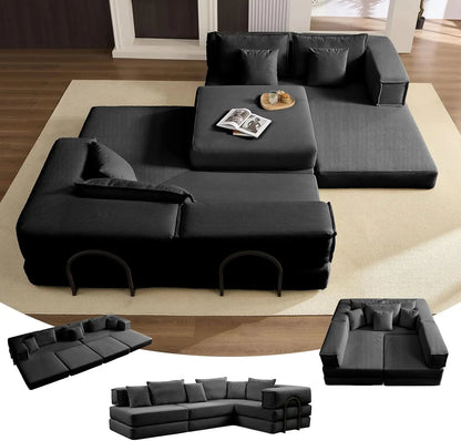 118" L Shaped Modular Sectional Cloud Couch, 6-in-1 Memory Foam Boneless Couch for Living Room, DIY Oversized Corduroy Sofa Bed