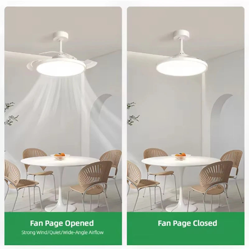 Ultra Thin Ceiling Fan lamps Retractable Fan Blade with Remote Control Fan for Room Bedroom Living Room Led Lighting AC95-260V