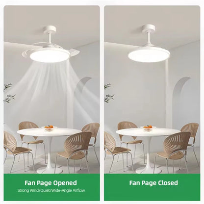 Ultra Thin Ceiling Fan lamps Retractable Fan Blade with Remote Control Fan for Room Bedroom Living Room Led Lighting AC95-260V