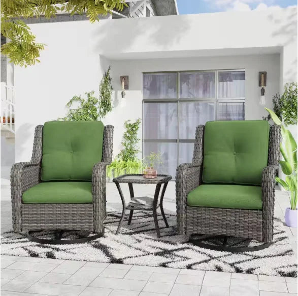 Wicker Patio Conversation Set with Cushions,Modern and chic bistro table set integrate with outdoor/indoor living space