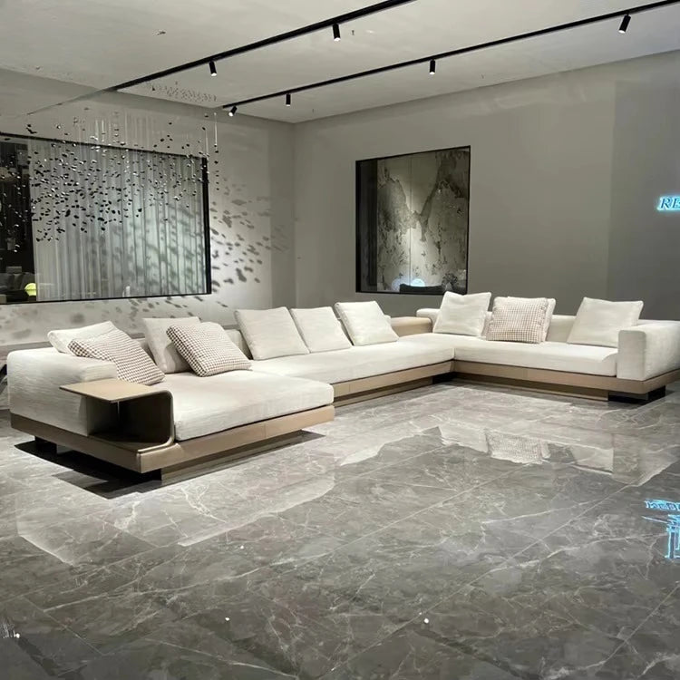 Living Room Furniture Modular Genuine Leather Sofa Recliner Lounge Convertible Minimalist Design Combination Sectional Sofa