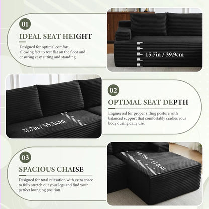 96" L-Shaped Modular Sectional Sofa with Left-Facing Chaise