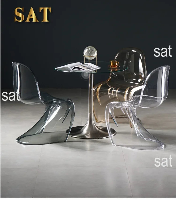 z Beauty Nordic Creative Acrylic Plastic Dining Chair Ghost Chair Crystal Stool Net Red Transparent Chair