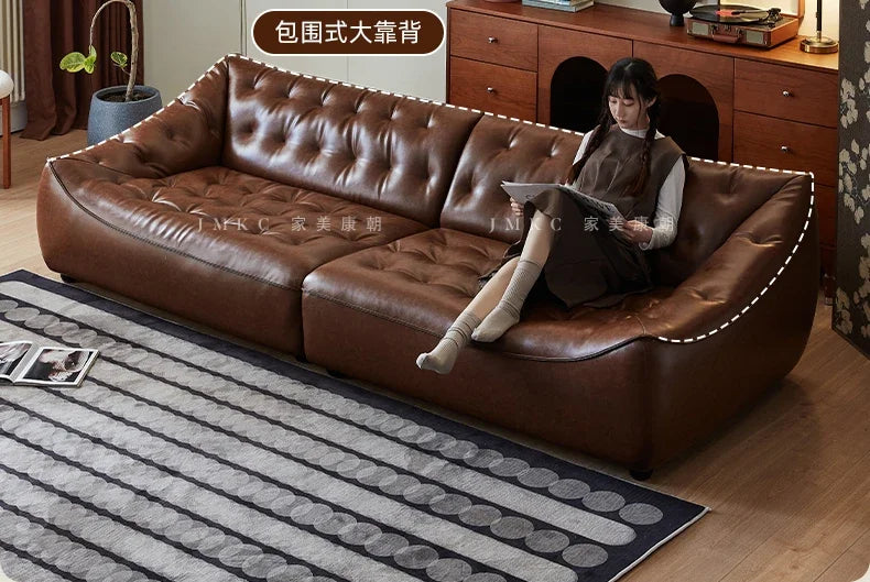 The original bean bag sofa, American retro style, oil wax leather, large sitting, deep, second-hand, first-hand leather, cowhide