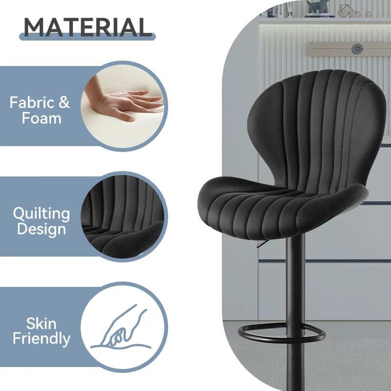 2pcs Bar Chair, 360° Rotating, Adjustable Height, Artificial Leather Upholstered With Backrest, Suitable For Dining Room