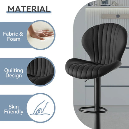 2pcs Bar Chair, 360° Rotating, Adjustable Height, Artificial Leather Upholstered With Backrest, Suitable For Dining Room