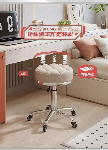 Barber Nail Salon Chair Swivel Wheels Rotating Salon Hair Stylist Barbershop Equipment Furniture Professional Rolling Silla