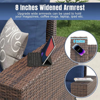 7-Piece Outdoor Patio Furniture Set with 44 Fire Pit Table and Wicker Rattan Sectional Conversation Area