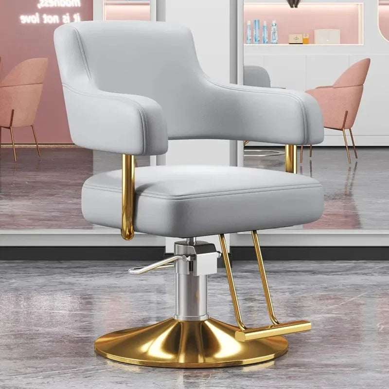 Portable Barbershop Salon Chair Luxury Beauty Gold Hairdressing Salon Chair Barber Swivel Silla Furniture