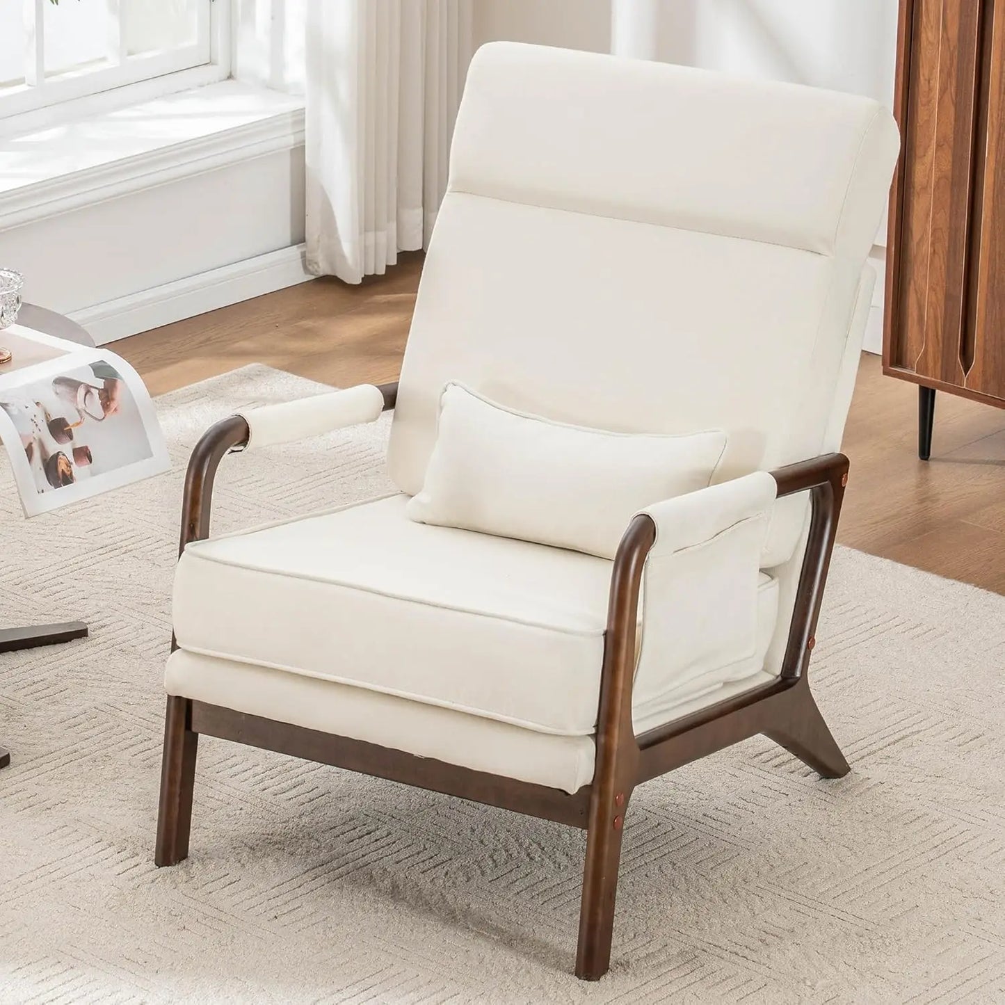 Mid Century Modern Chair Set of 2, Upholstered Lounge Arm Chair with Solid Wood Frame, Comfy Accent Chair for, Customized