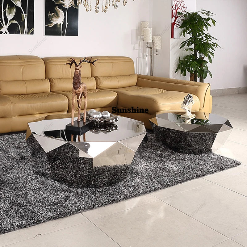 Diamond Shaped Coffee Table, Made of Stainless Steel Material, Suitable for Study Rooms, Bars, Hotels, Restaurants, and Offices