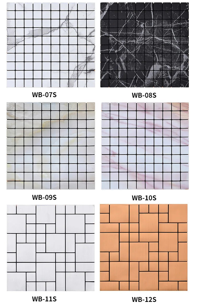 Self-adhesive Metal Mosaic Tiles Aluminum Composite Backsplash Gold Windmill Mosaic Glass Self-adhesive Kitchen Wall Decoration.