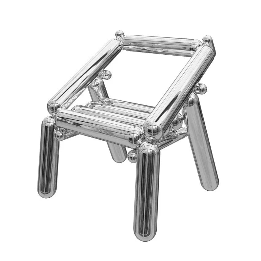 JJJJLight Luxury Minimalist Clothing Store Mirror Stainless Steel Coffee Table Stool Chair