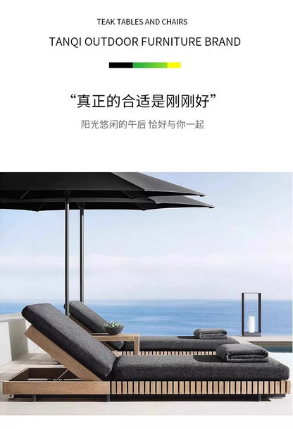 Outdoor Sofa Solid Wood Teak Rain proof and Sunscreen Courtyard Villa Outdoor Balcony Garden Soft Decoration Furniture