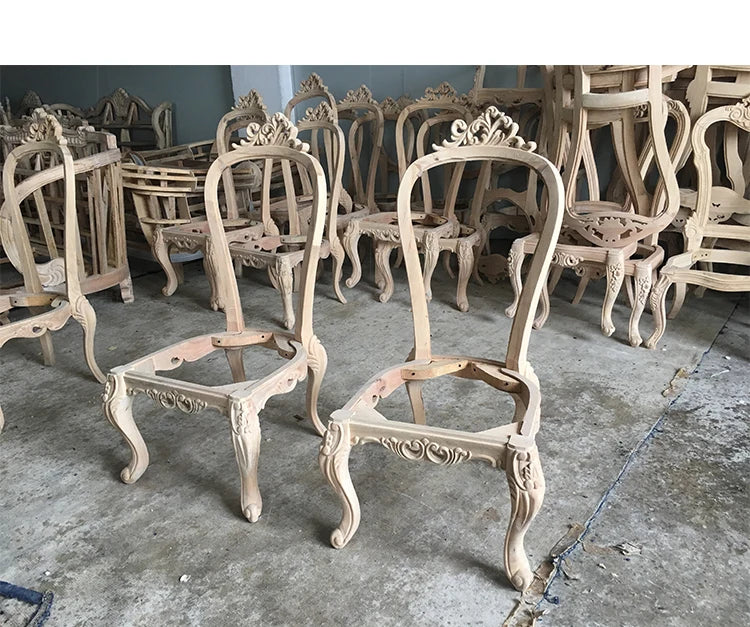 A07 French solid wood dining table and chair combination luxury carved dining table household rectangle