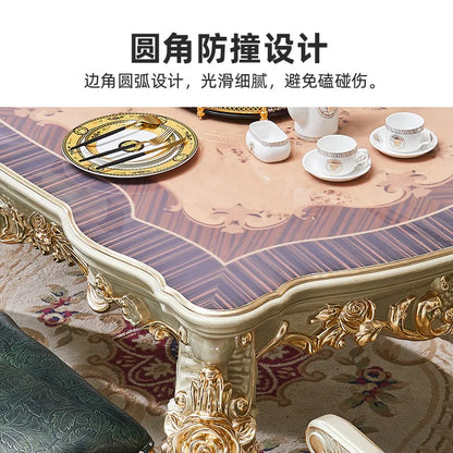 Nordic European solid wood dining table and chair combination household luxury American champagne gold dining table rectangular