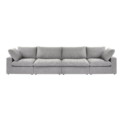Cloud Modular Sectional Sofa with 2 Storage Ottomans 160.6" Down Filled Comfort U Shaped Sofa Minimalist Wide Deep Seat Couch