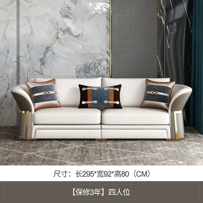 Italian Designer Leather Sofas Luxury 3 Pieces Set Minimalist Modern Sofa Loveseat Floor Divano Soggiorno Home Furniture