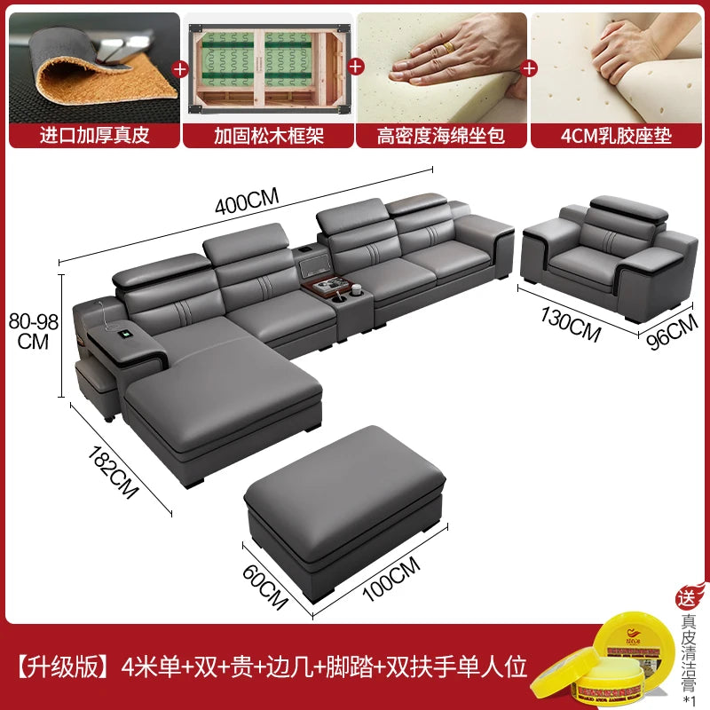Genuine Leather Modern Sofas Luxury Classic Bedrooms Cinema Sofas Comfortable Straight Muebles Para El Hogar Home Accessories