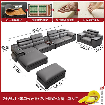 Genuine Leather Modern Sofas Luxury Classic Bedrooms Cinema Sofas Comfortable Straight Muebles Para El Hogar Home Accessories