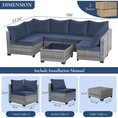 all-weather modular outdoor sectional wicker sofa set with thick cushions for patio conversation area