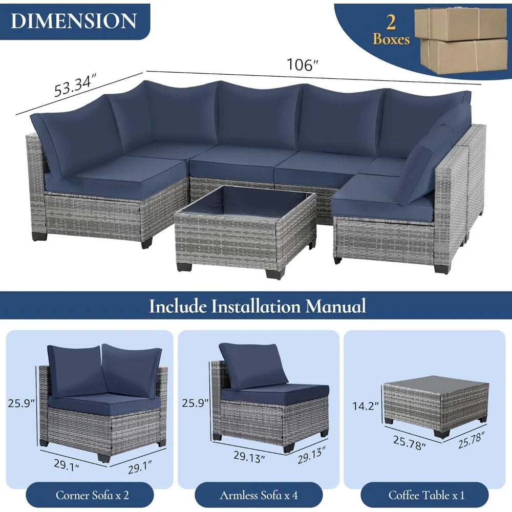all-weather modular outdoor sectional wicker sofa set with thick cushions for patio conversation area