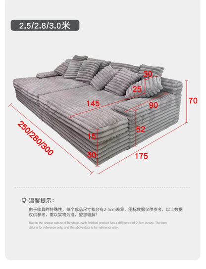 Nordic Sofabed Vacuum Compression Sofa Bed Modern Simple Lazy Sofa Bed  Thick Strip Velvet Large Sofa Bed Living Room Furniture