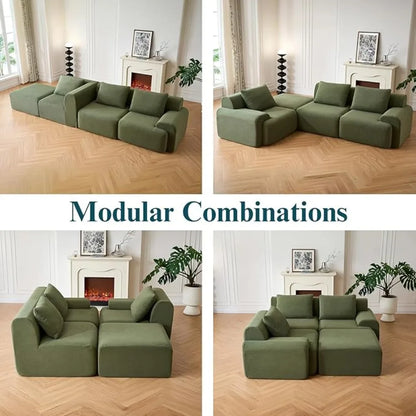 189" Boneless Couches for Living Room, L-Shaped 6-Seat Sofa Modular Sectional Sofa