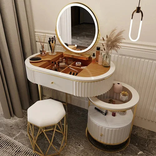 Luxury Charm Dressing Table Luxury Nordic Salon Drawer Nordic Dressing Table Mirror Chair Storage Coiffeuse Furniture Makeup