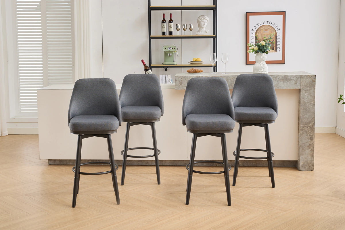 2PCS Chenille  Adjustable Height Swivel Bar Stools with Back, Modern Tall Barstools For Kitchen Island, Dining Room, Cafe