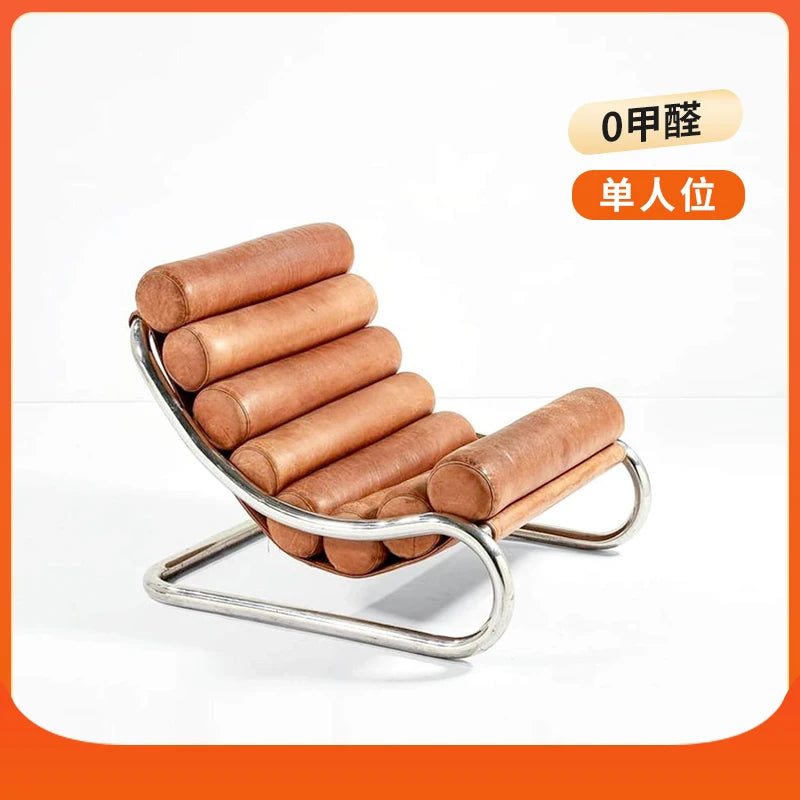 Stainless steel sofa chair Metal lazy recliner Light luxury leisure living room Home single sofa