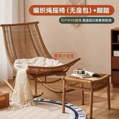 Rocking Chair Reclining Chair Adult Garden Balcony Household Nap Lazy Rocking  Elderly  Outdoor Garden Rattan Ch