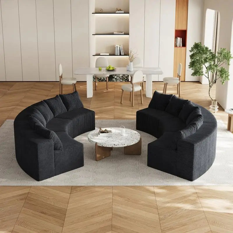 Curved Modular Sectional Foam Sofa with 12 Pillows, Semi-Circular Design for Living Room, Bedroom, Office, Leisure, Nap,