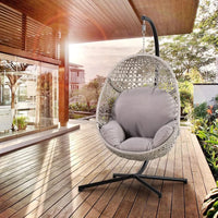 Indoor Outdoor Hammock Egg Chair with Stand Large Hanging Chair Wicker Rattan Swing Chair with Removable Cushion  Capacity