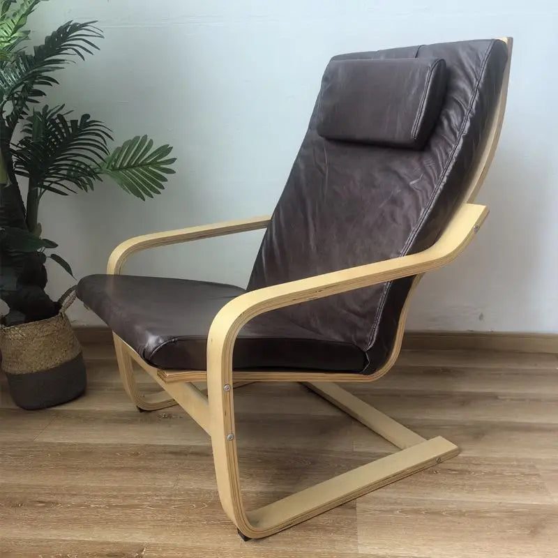 Nordic Lounge Chair - Solid Wood Armrest Recliner for Balcony & Nursery