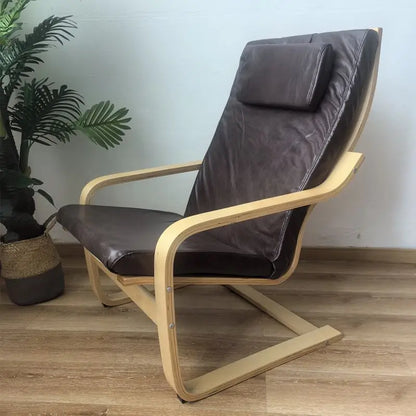 Nordic Lounge Chair - Solid Wood Armrest Recliner for Balcony & Nursery