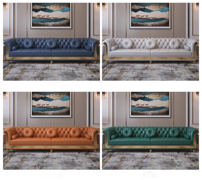 Luxury Nordic Style Living Room Furniture Sofas Sets With Button Tufted Nappa Leather 1-4 Seats Sofa for Home Hotel Apartment
